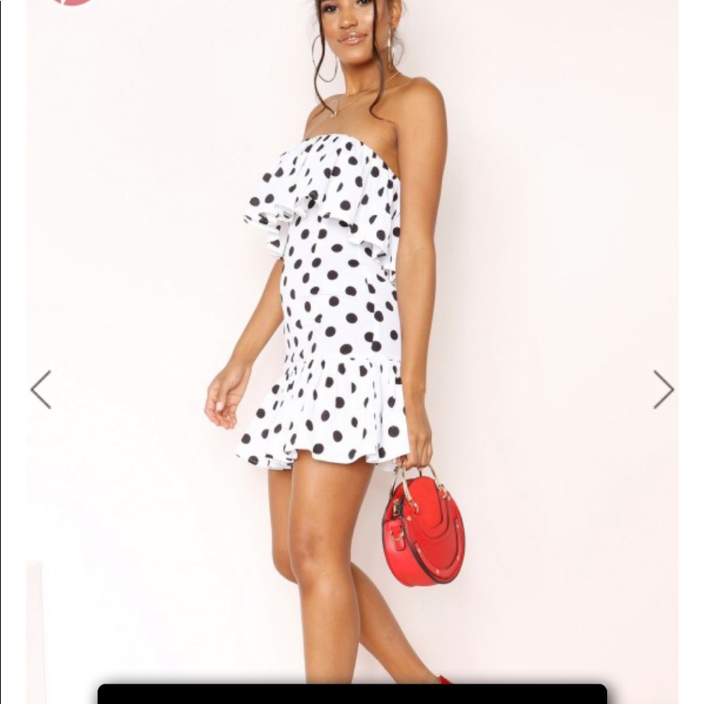 Polka dot off shoulder dress